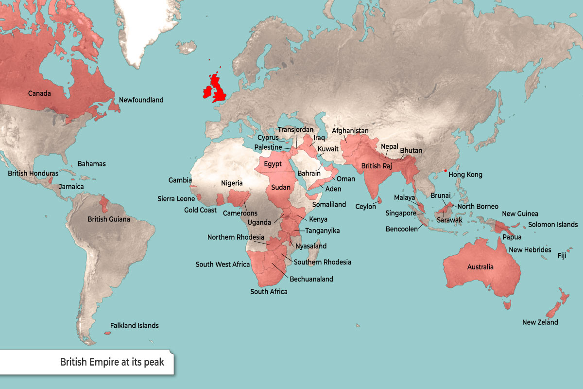 Map of the British Empire in 1921, provided by TheCollector.com