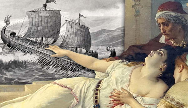 death of dido painting with An illustration of a quinquereme