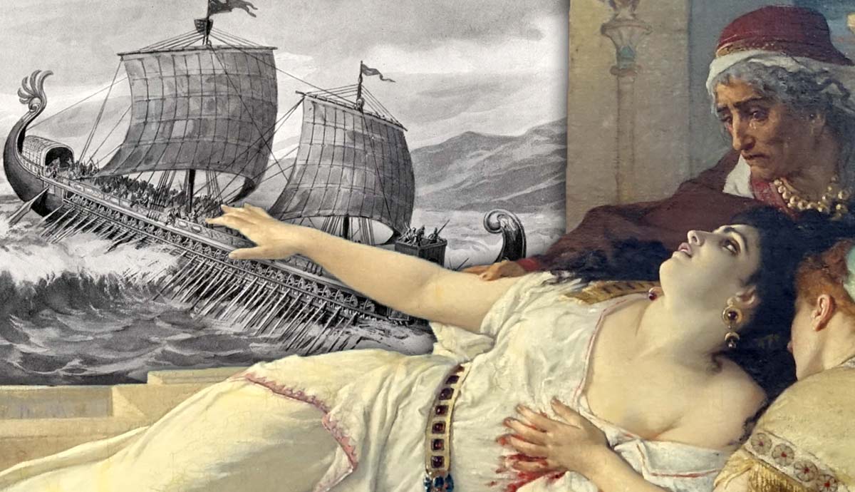death of dido painting with An illustration of a quinquereme