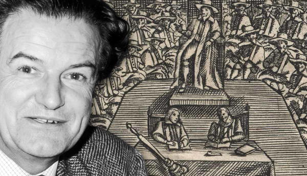 christopher hill alongside an old woodcut illustration