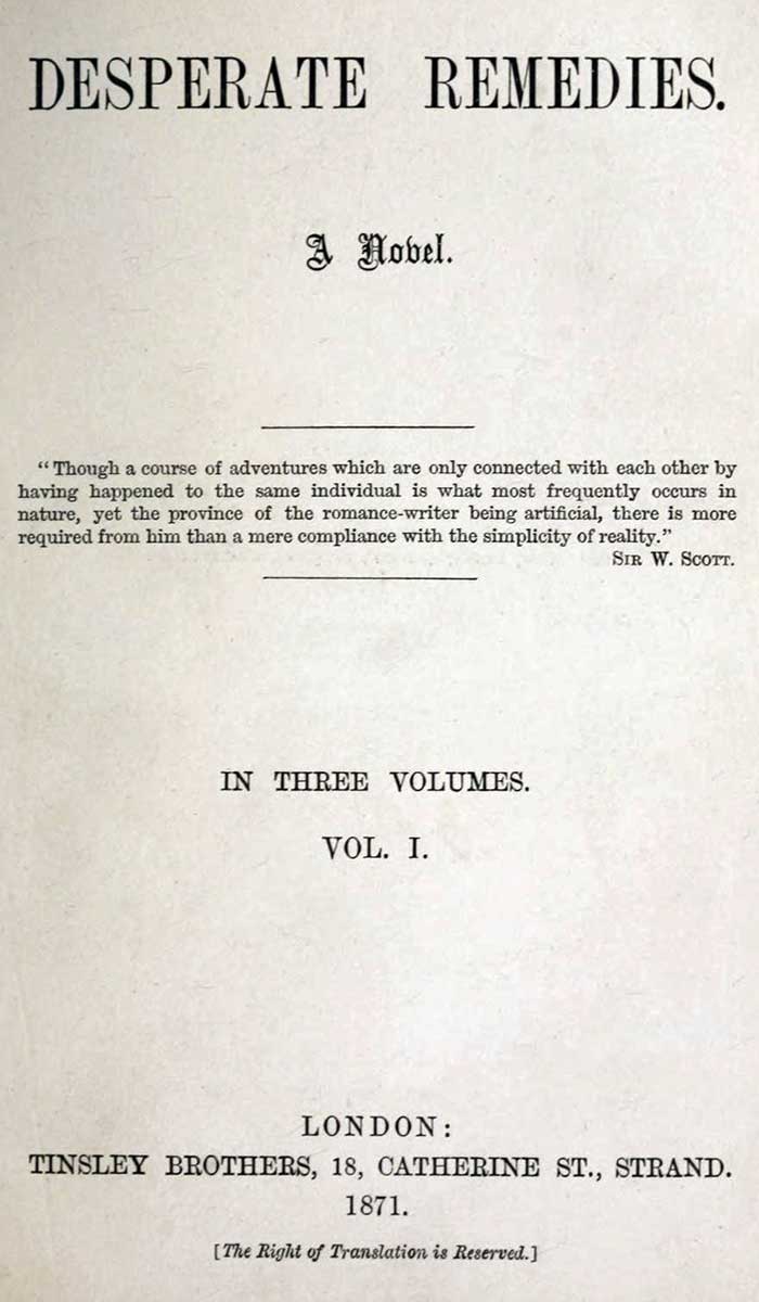 desperate remedies hardy first edition