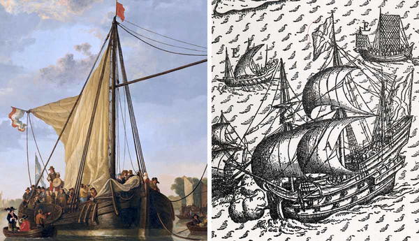 Two nautical artworks displayed side-by-side