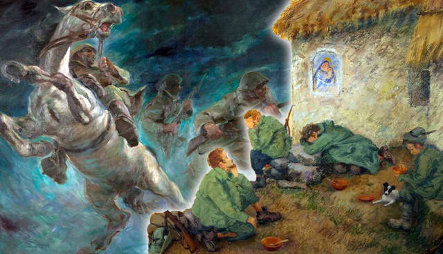 Composite of two wartime paintings