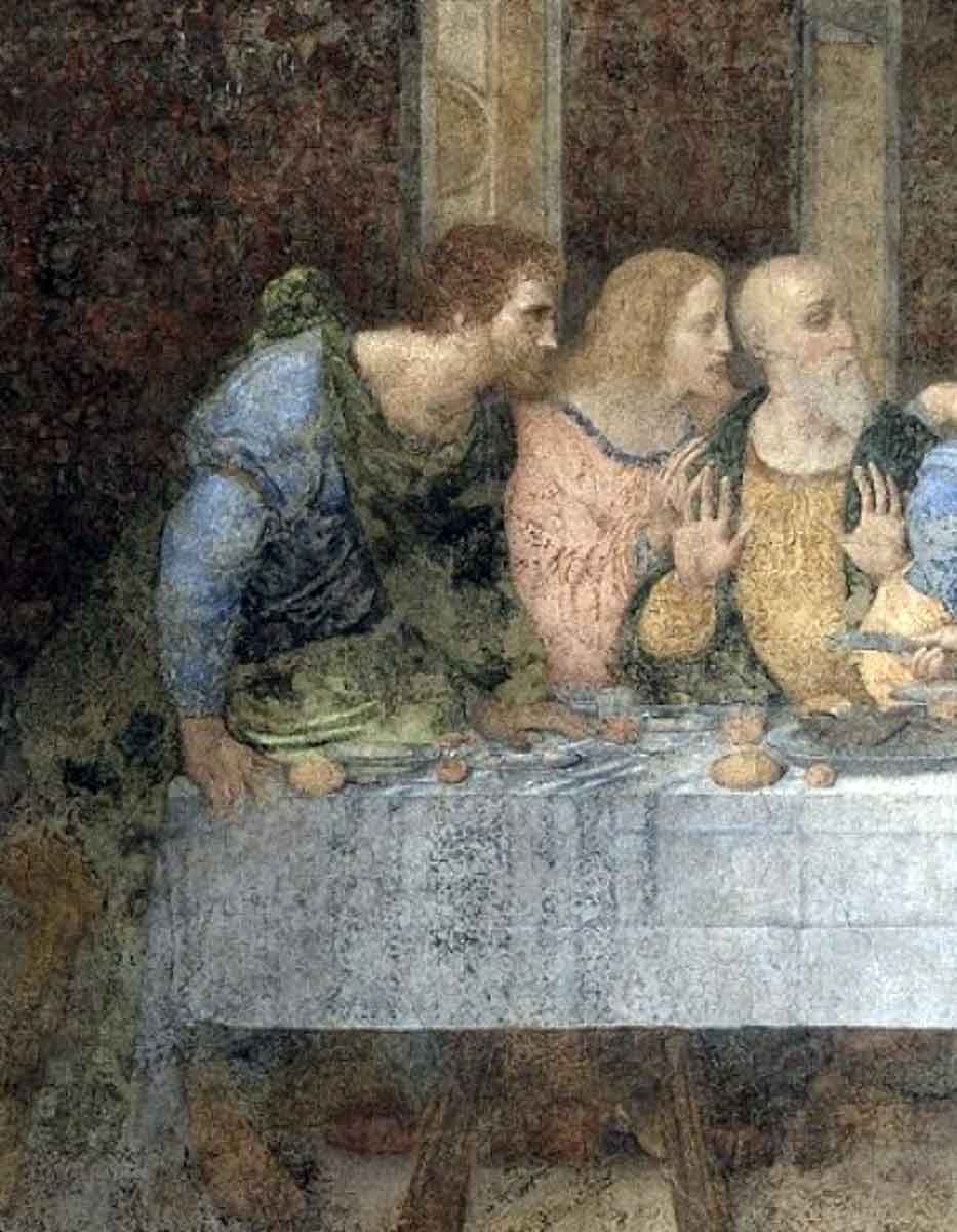 leonardo vinci last supper first group apostles wall painting