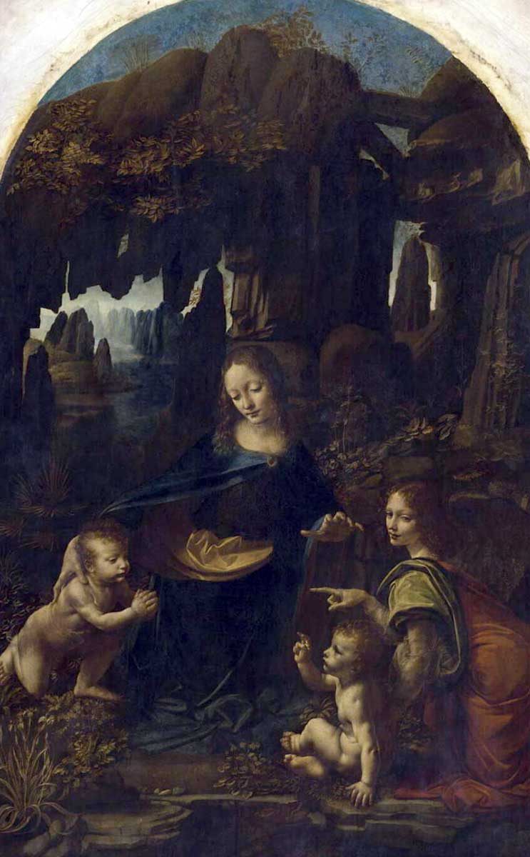 leonardo vinci virgin rocks louvre version painting