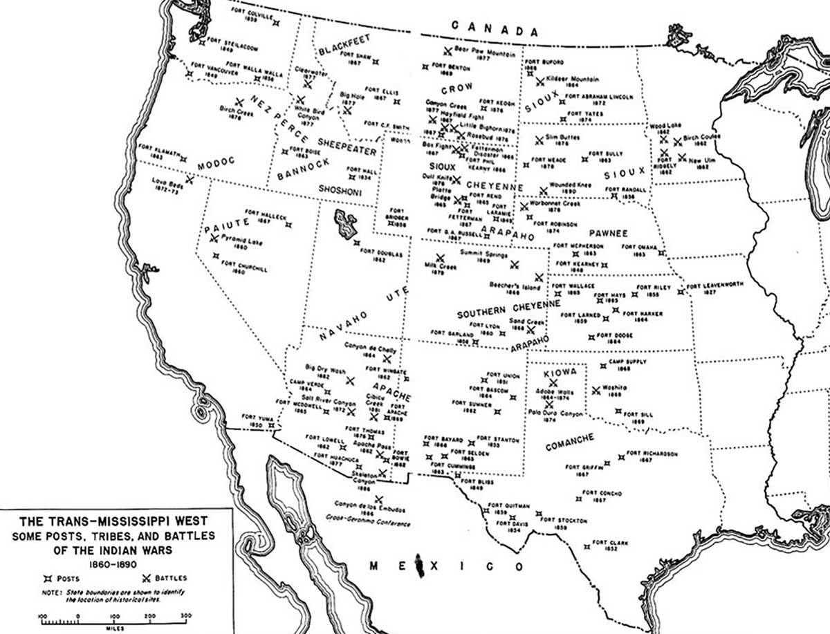 map indian wars American west