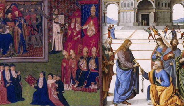 Two side-by-side religious renaissance paintings