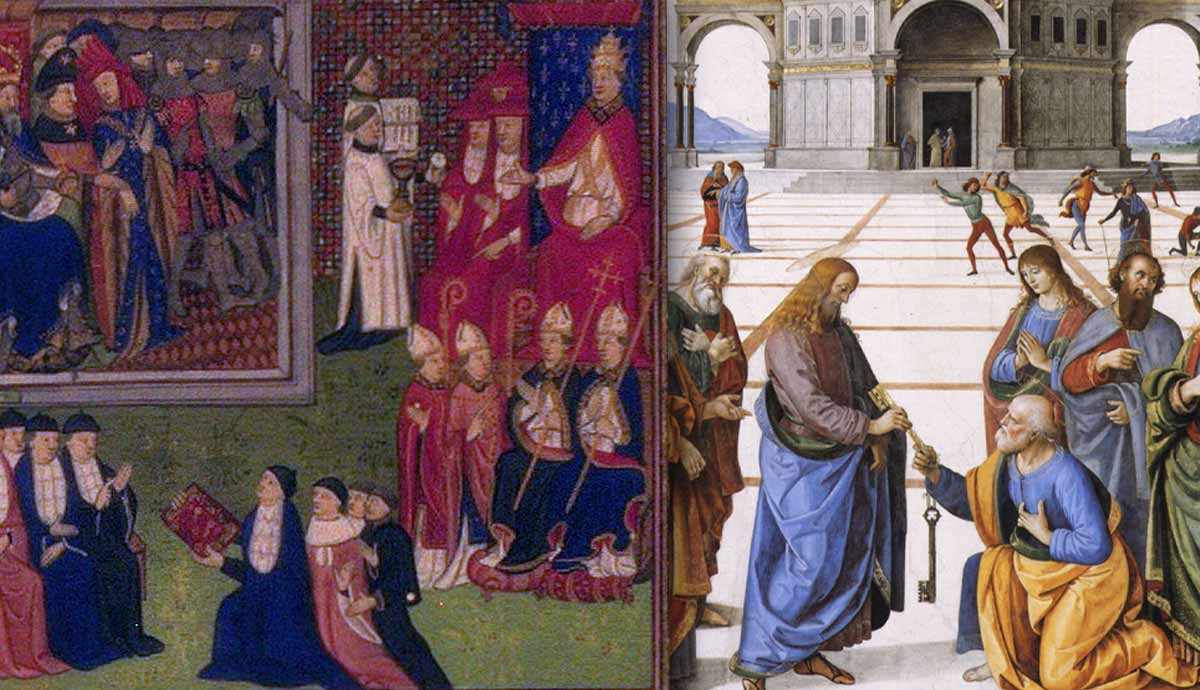 Two side by side religious renaissance paintings