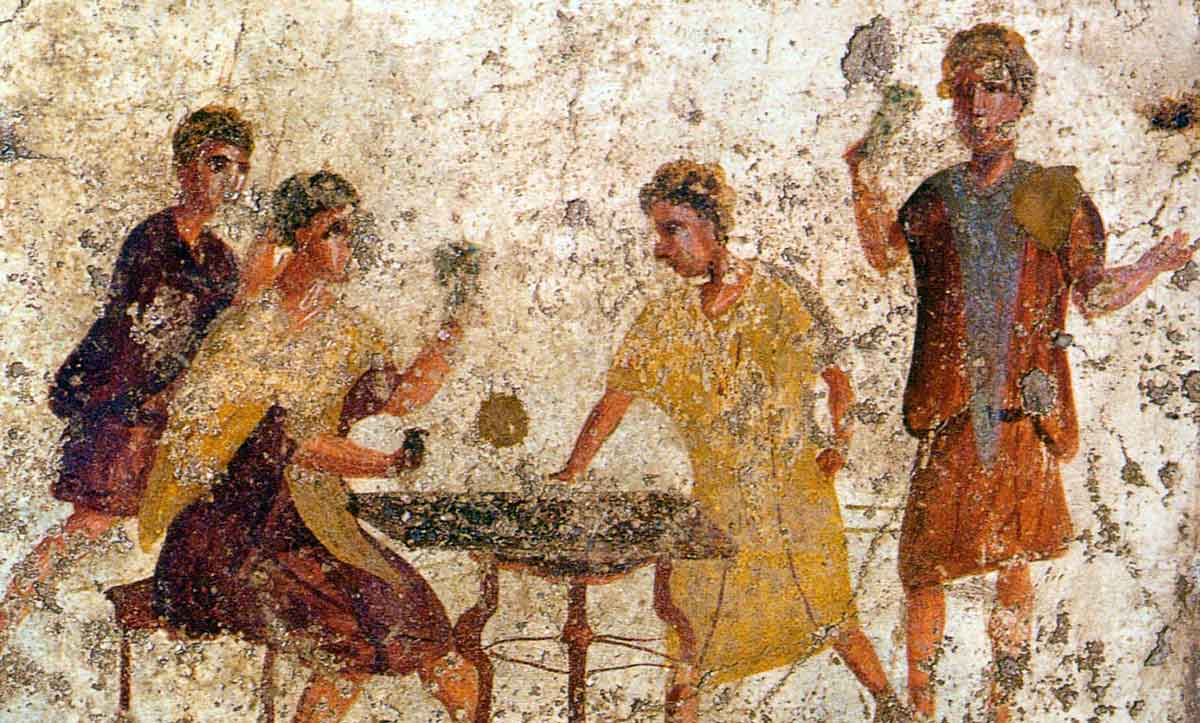 pompeii fresco dice gambling