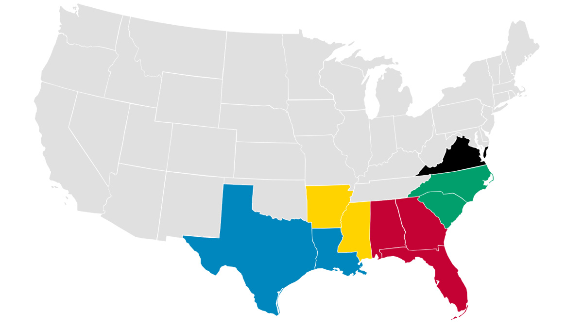 reconstruction military districts map