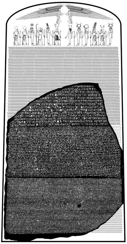 rosetta stone, infographic of a possible restoration.