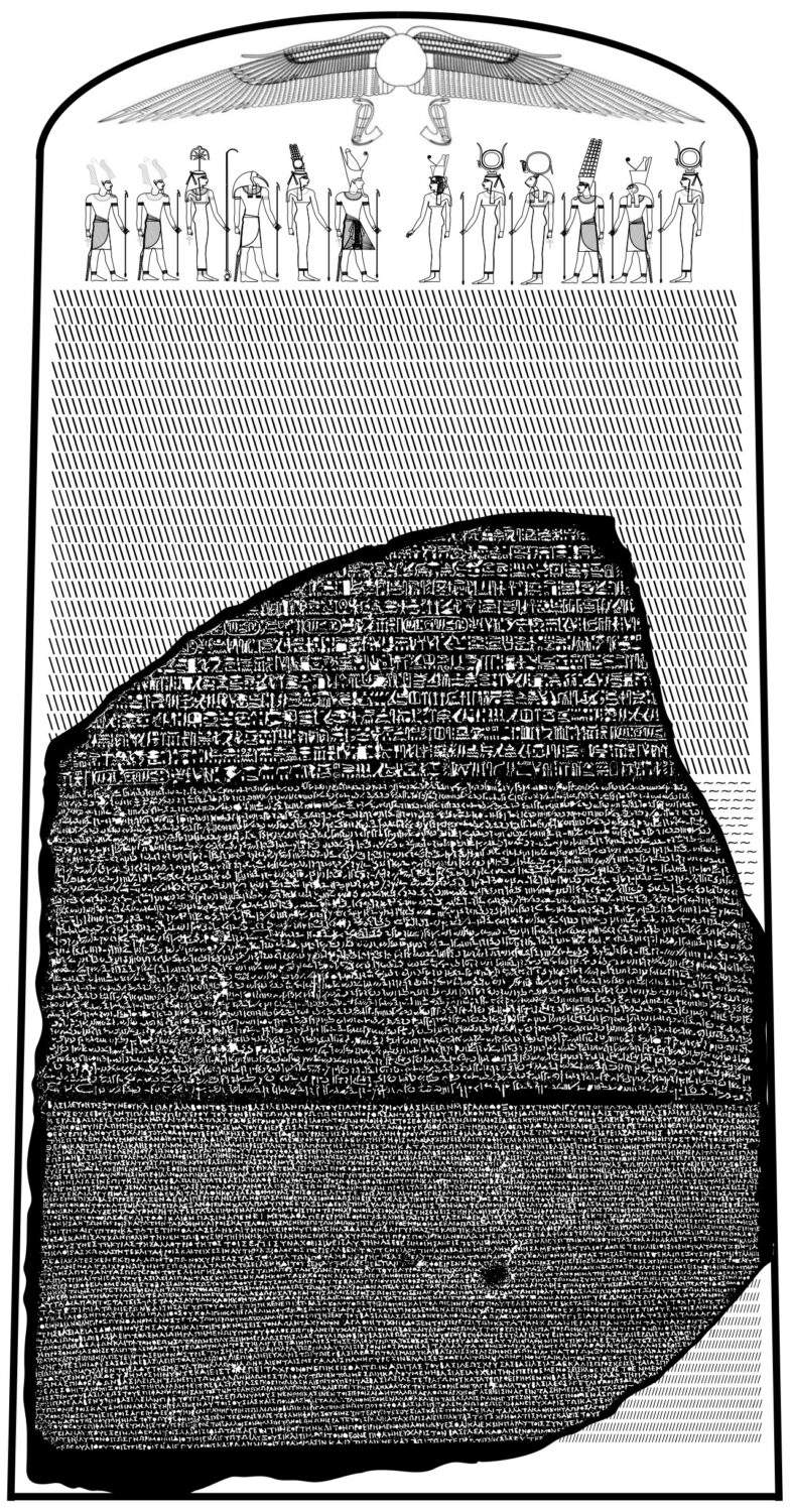 rosetta stone, infographic of a possible restoration.