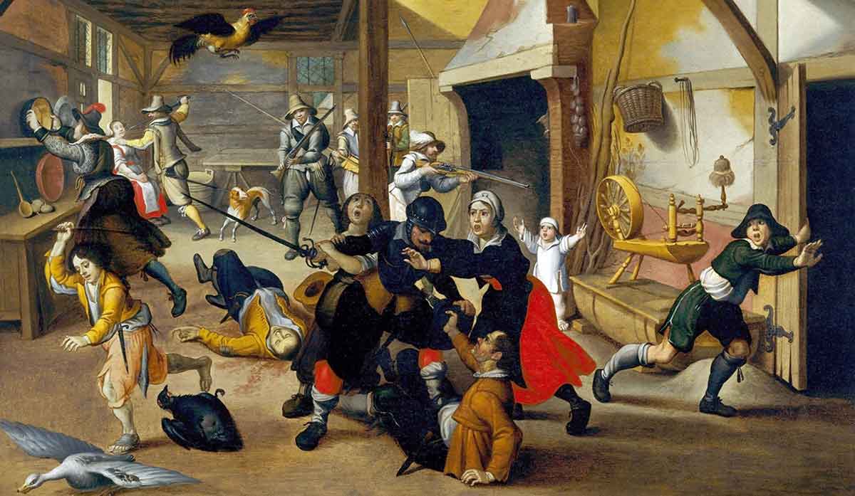 soldiers plundering village