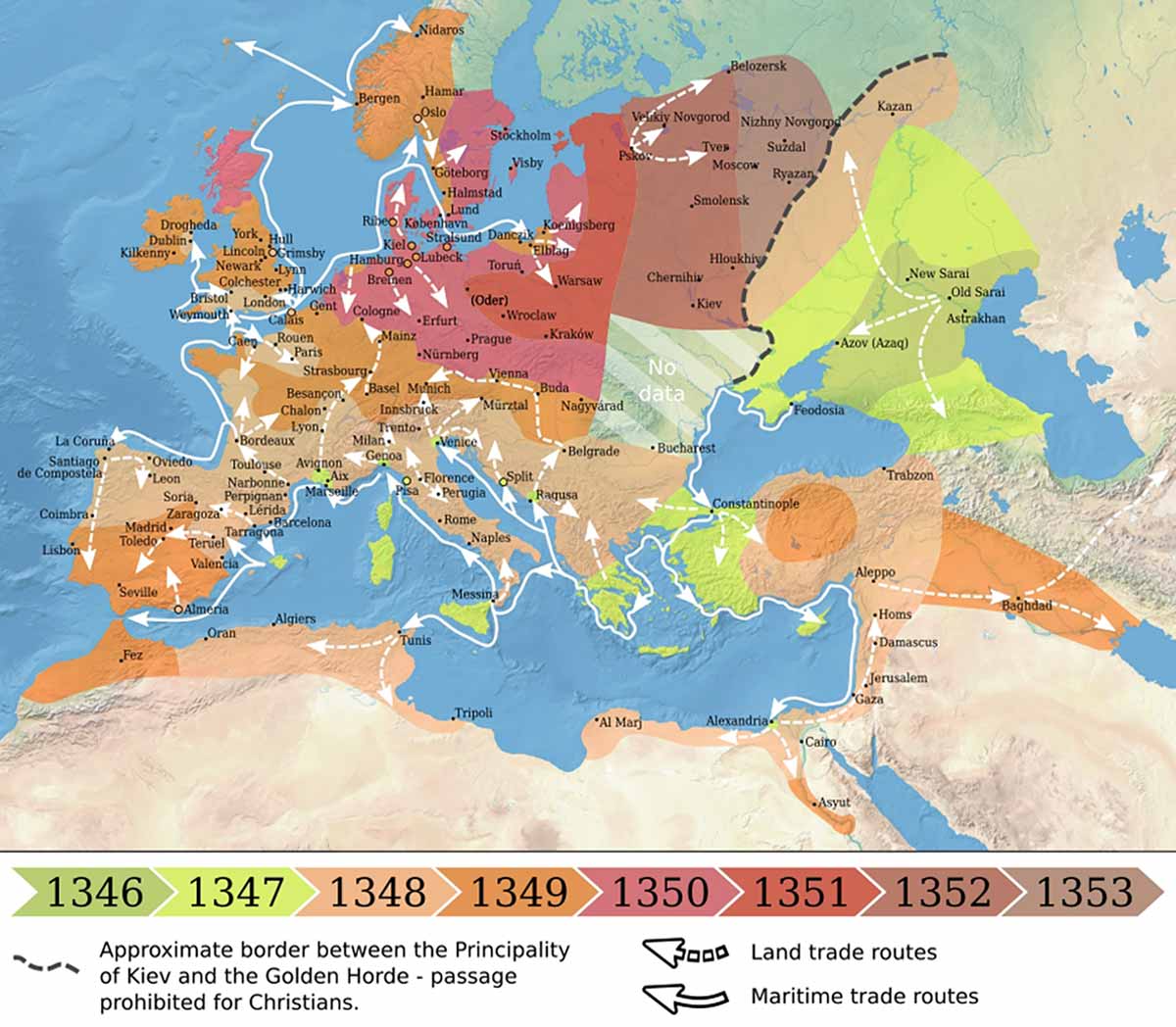 spread of Black Death map
