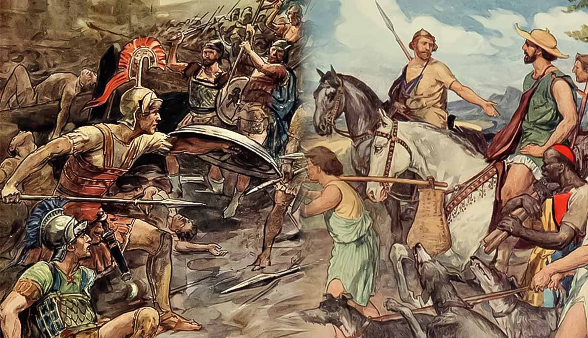 Ancient Greek battle scenes