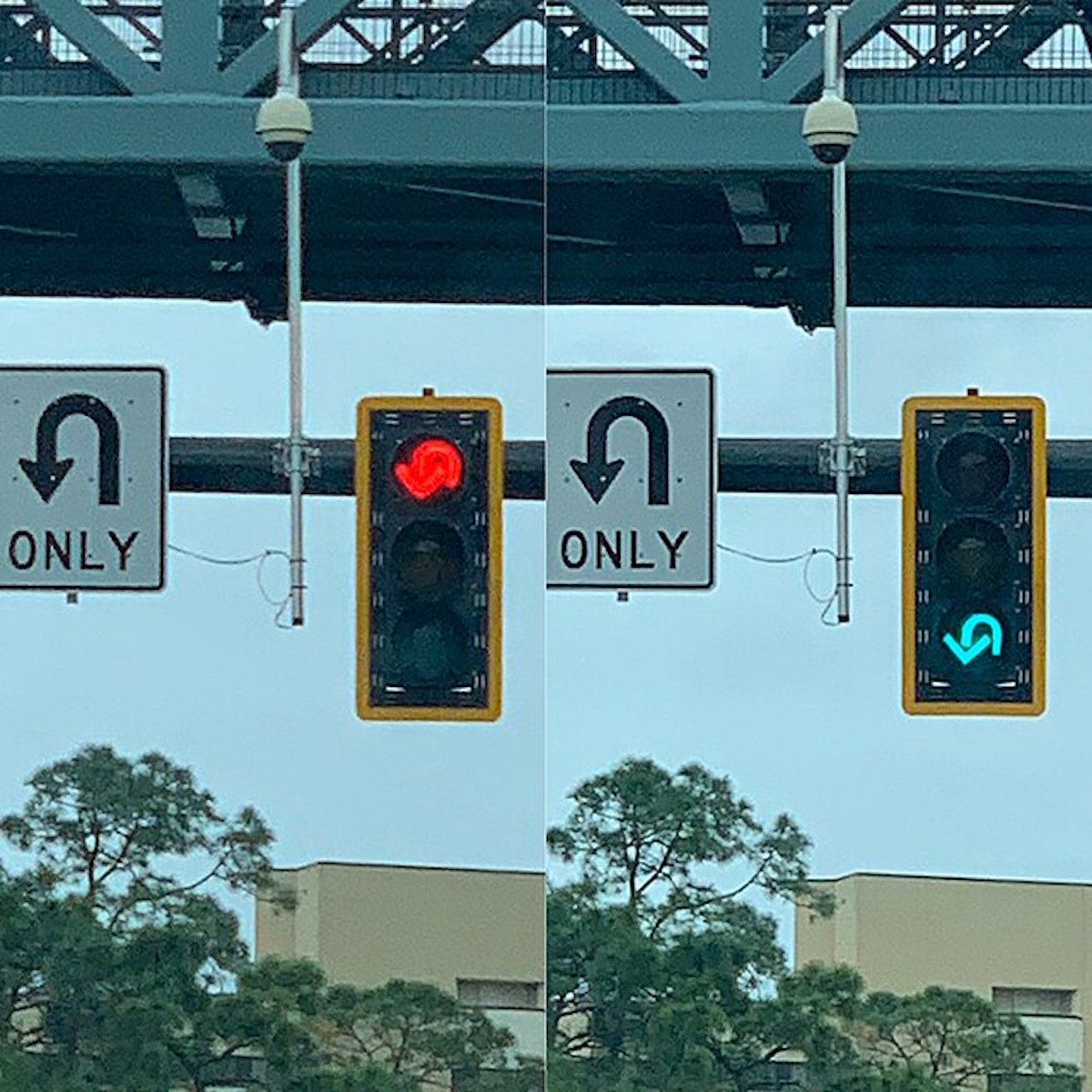 u turn traffic light