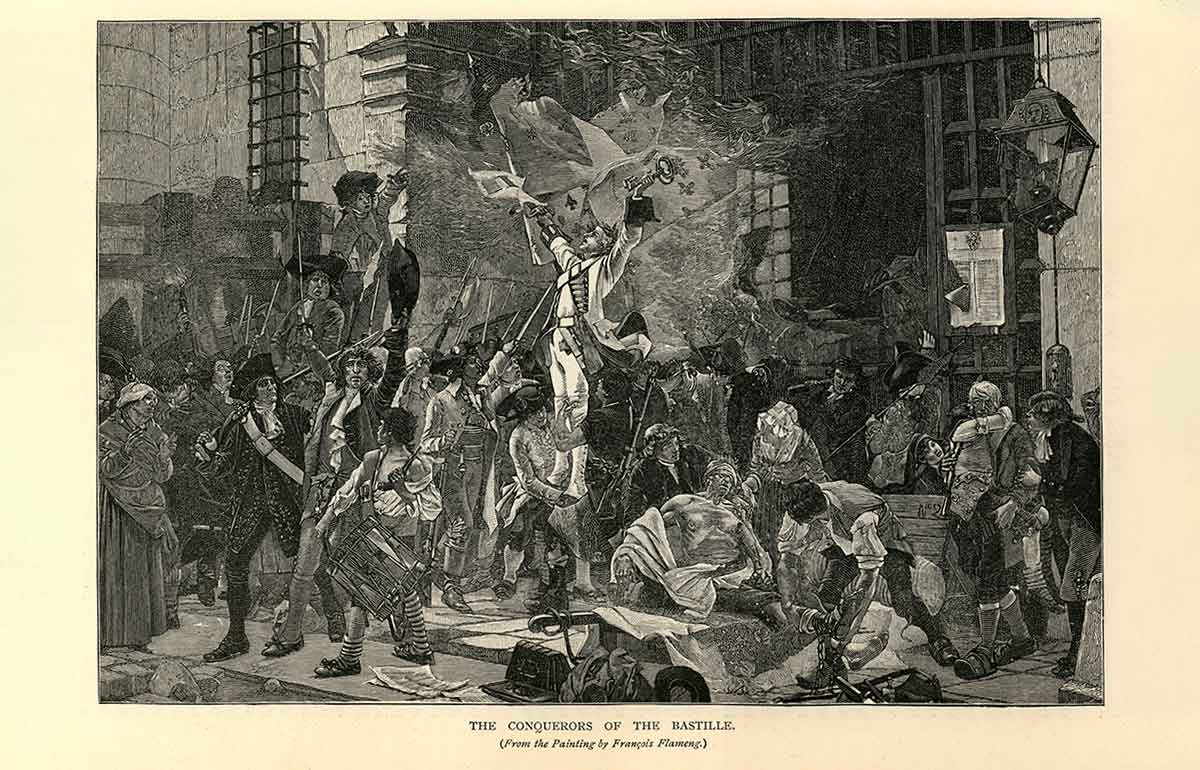 Vintage Illustration of The Conquerors of the Bastille, based on the painting by Francois Flameng