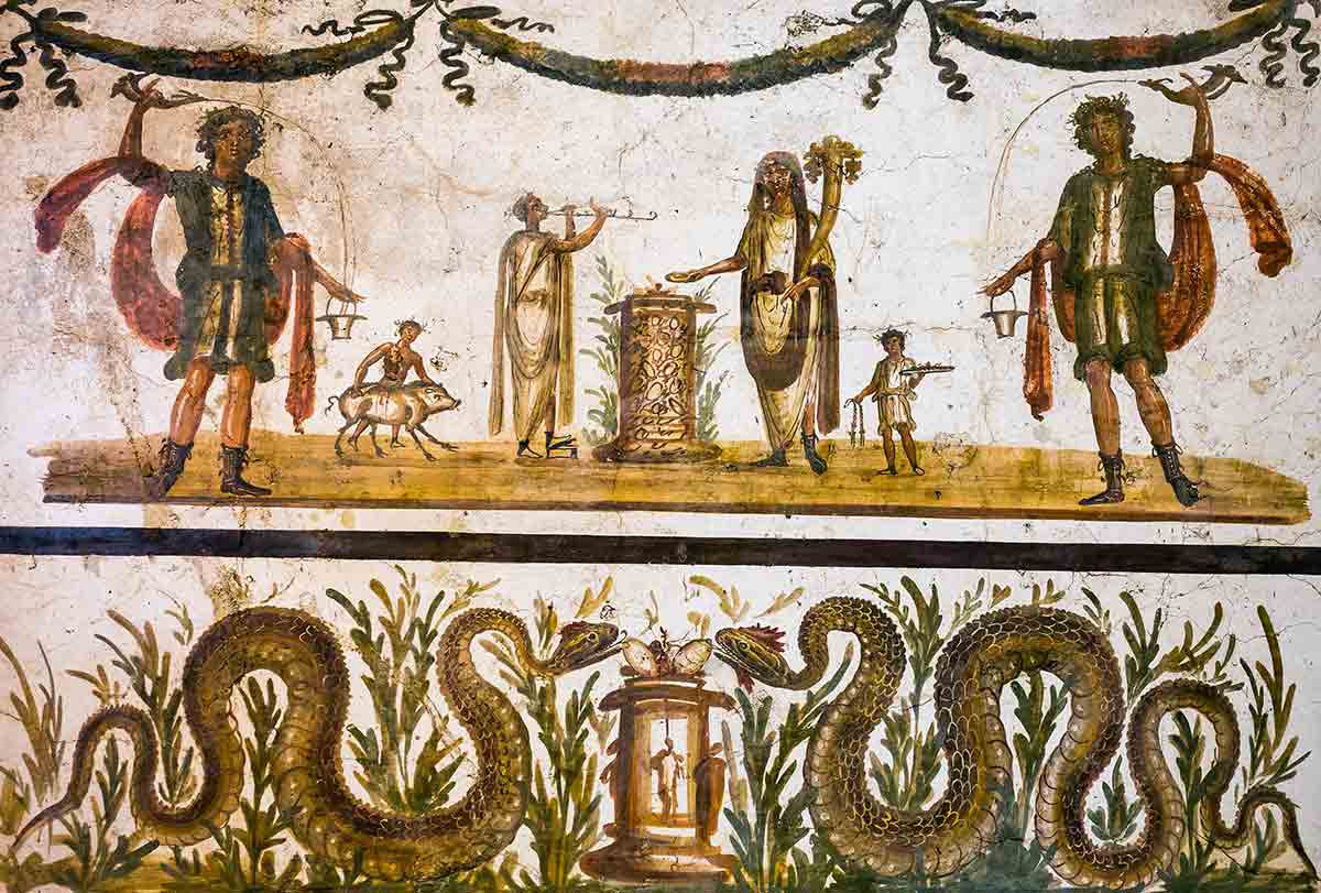 Household Shrine Fresco Roman Pompeii