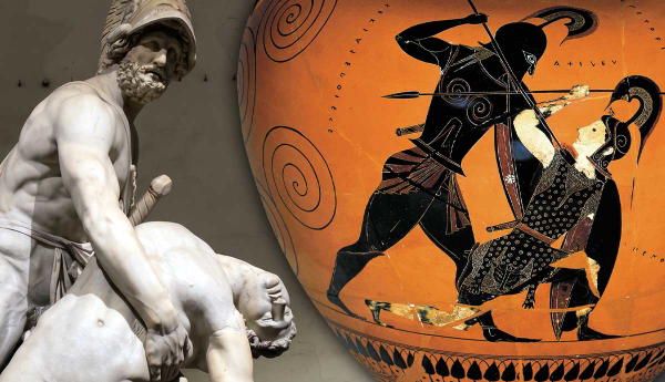 Greek statue and black-figure vase art
