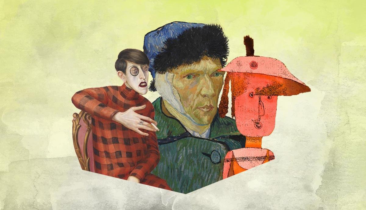 Collage of three famous expressionist portraits