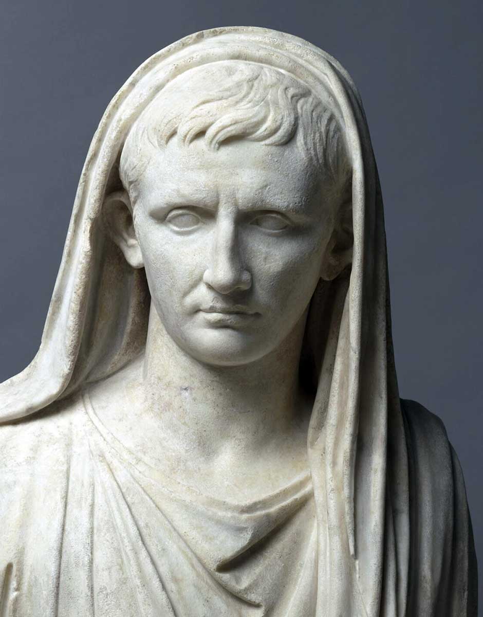 augustus bust veil marble