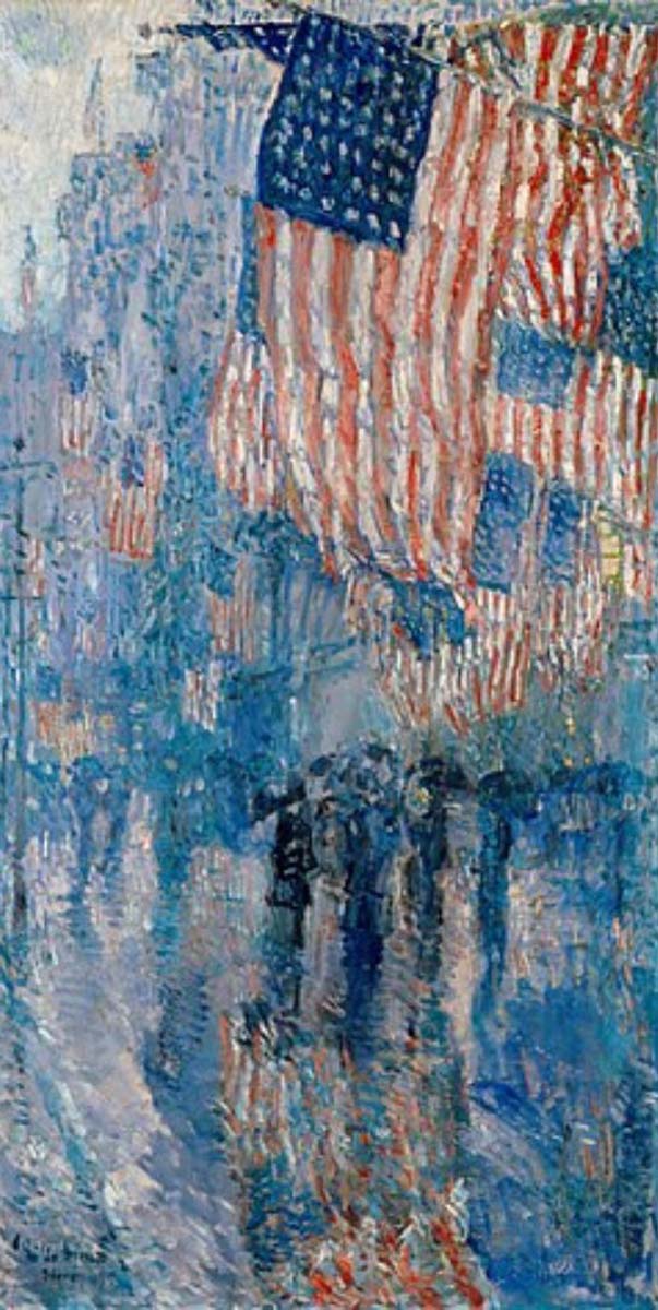 avenue in the rain childe hassam