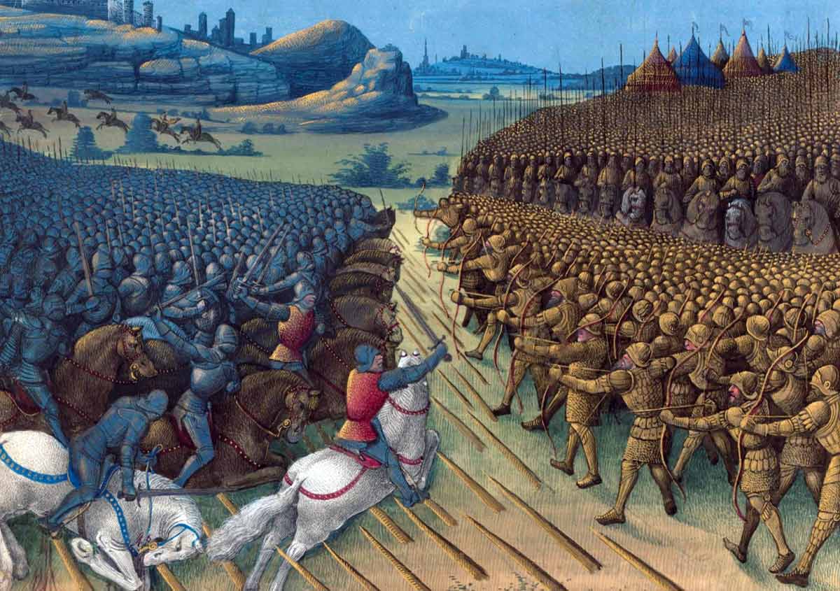 battle painting nicopolis gold silver armoured soldiers