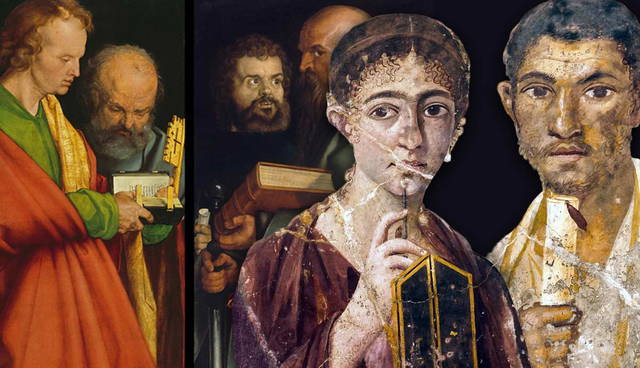 Collage of Renaissance and Roman portraits