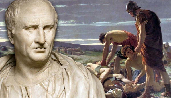 Bust of Cicero and The Discovery of the Body of Catiline after the Battle of Pistoia