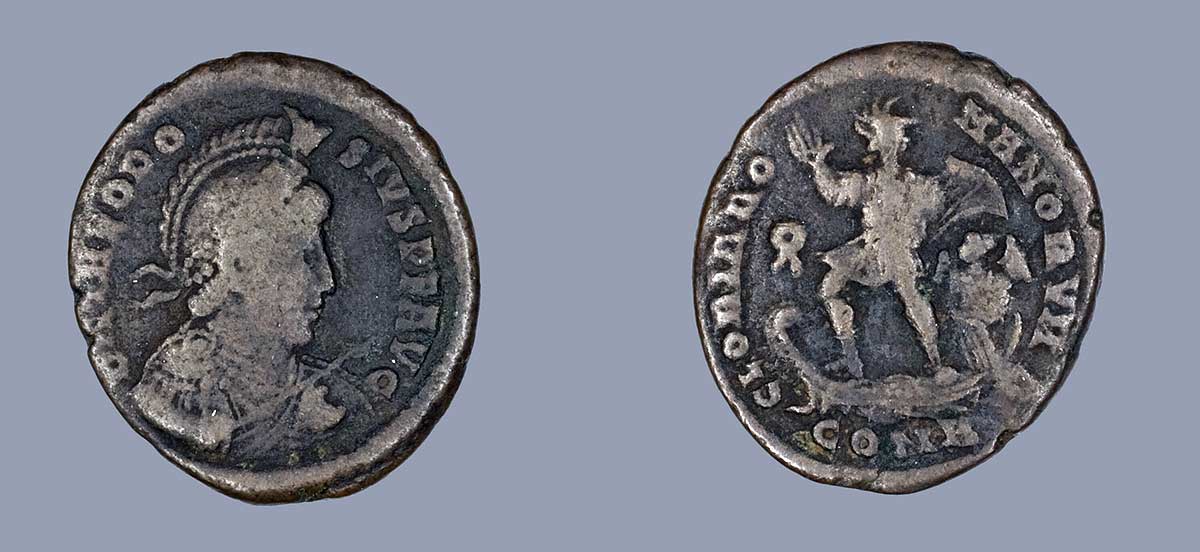 coin emperor theodosius victory