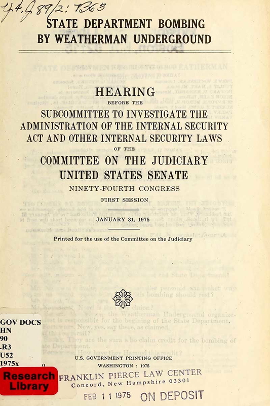 congress hearings weathermen
