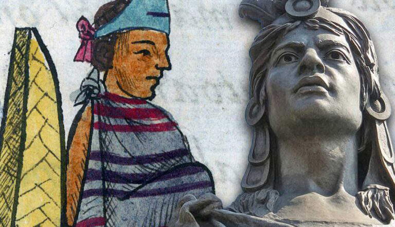 Cuauhtémoc portrait in the Florentine Codex with Bust of Cuauhtémoc