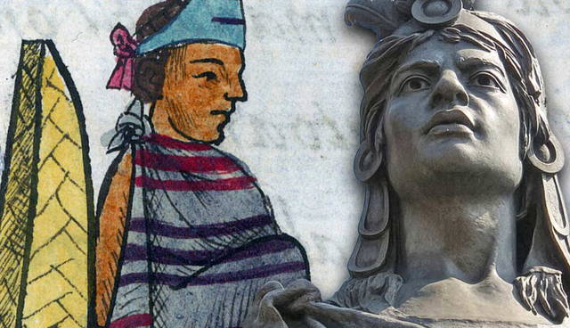 Cuauhtémoc portrait in the Florentine Codex with Bust of Cuauhtémoc