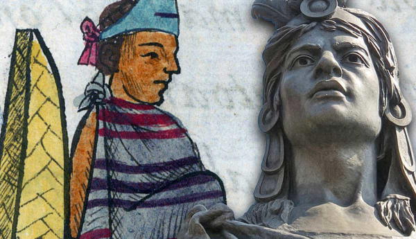 Cuauhtémoc portrait in the Florentine Codex with Bust of Cuauhtémoc