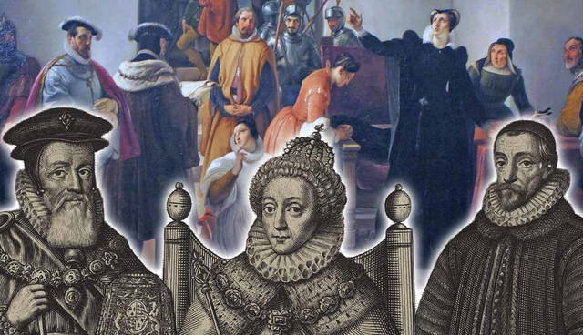 Mary, Queen of Scots Proclaiming Her Innocence with Engraving of Elizabeth I