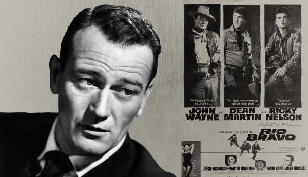 John Wayne portrait beside Rio Bravo poster
