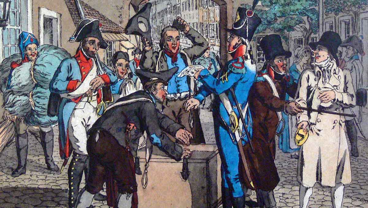 french soldiers inspect goods