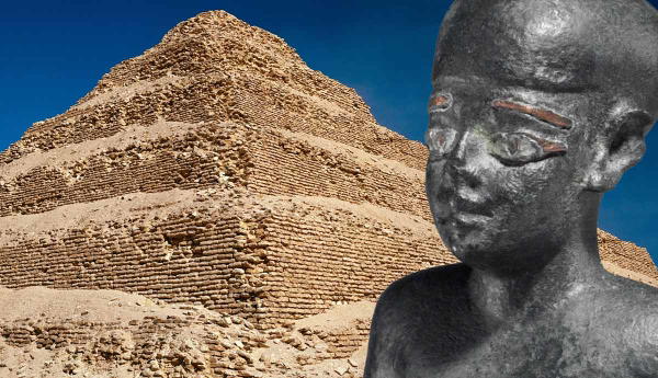 statuette seated imhotep before the Step Pyramid