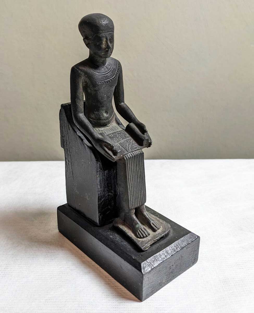 imhotep seated statuette copper
