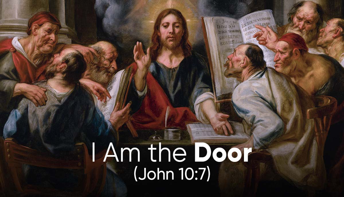Jesus Among the Pharisees with bible verse