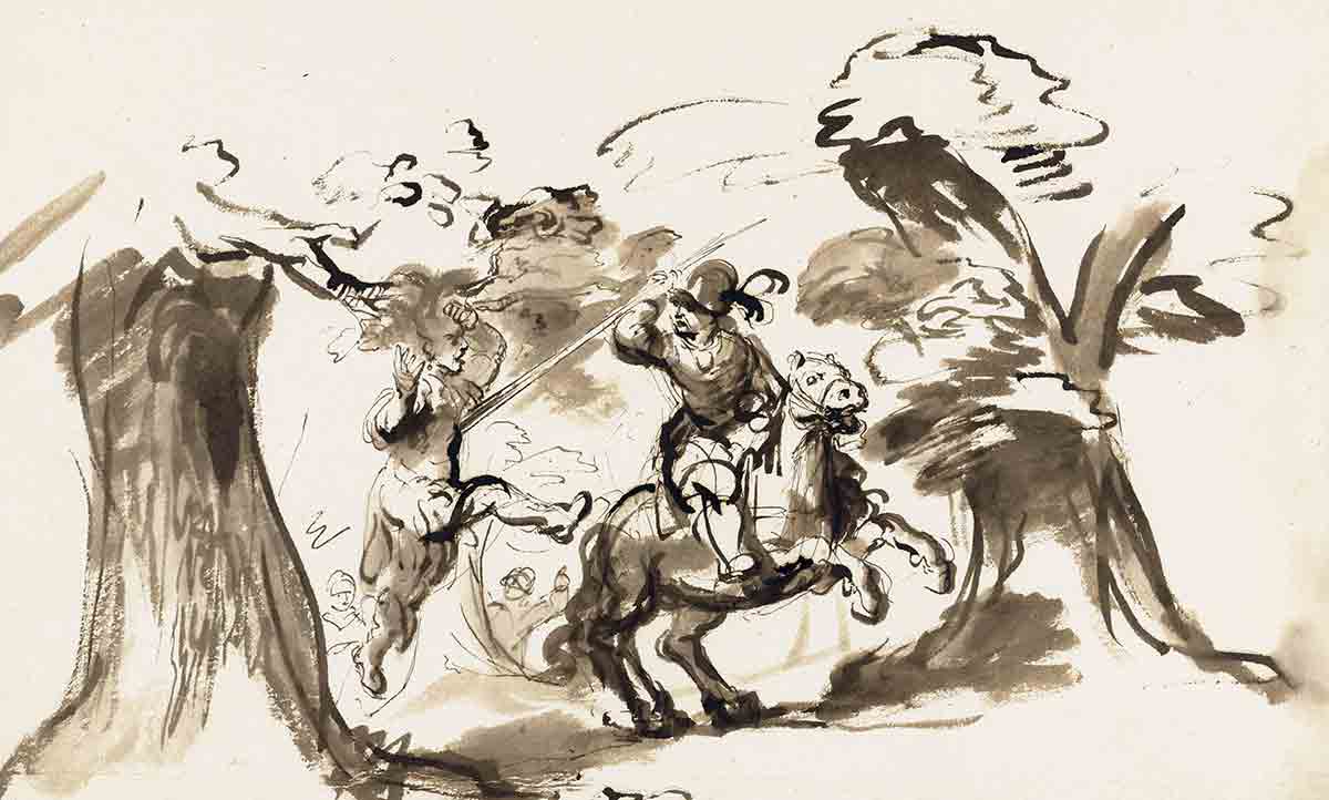 luyken absalom killed by joab drawing