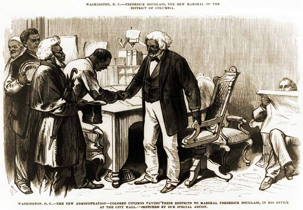 marshall douglass being greeted by citizens