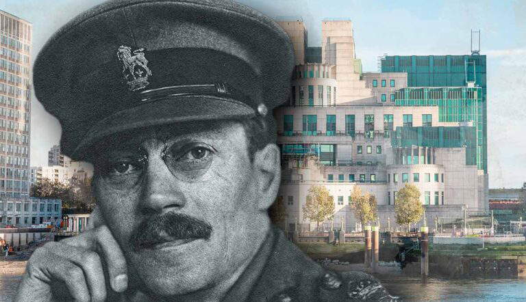 Captain Sir Vernon Kell before MI6 headquarters