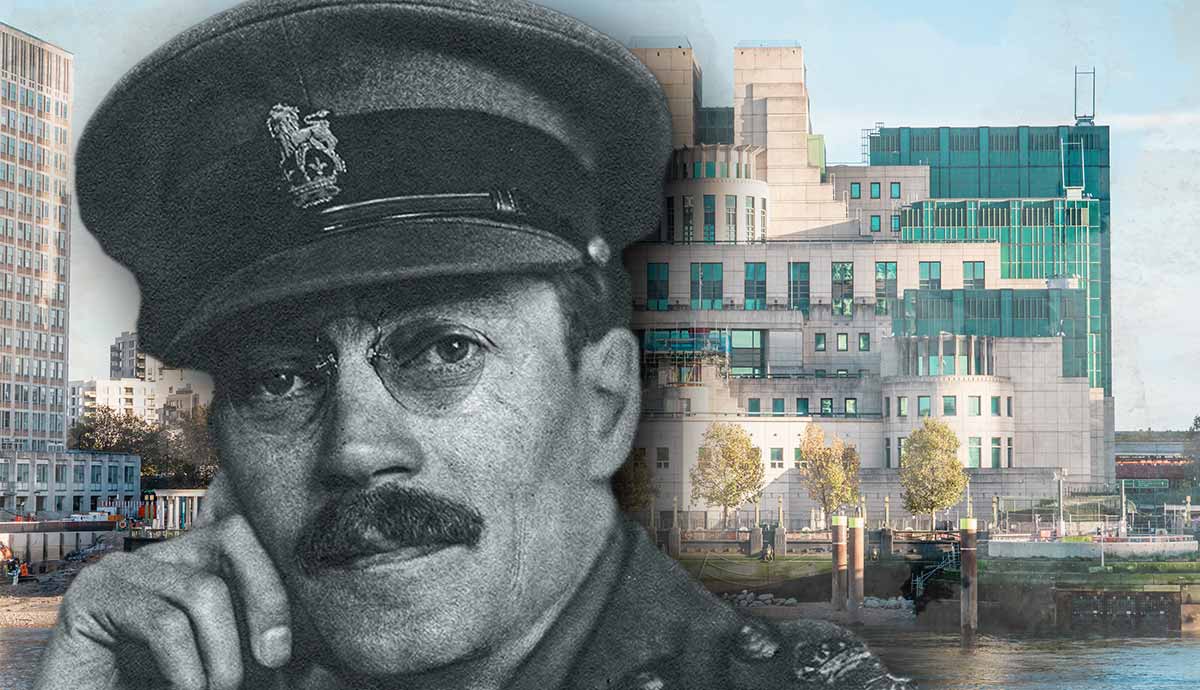 Captain Sir Vernon Kell before MI6 headquarters