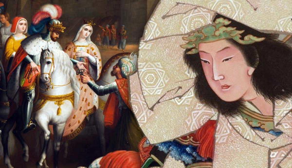 Spanish royalty and Empress Jingū collage