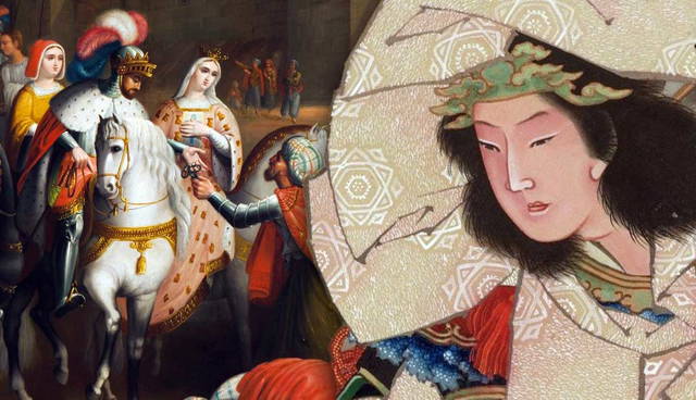 Spanish royalty and Empress Jingū collage