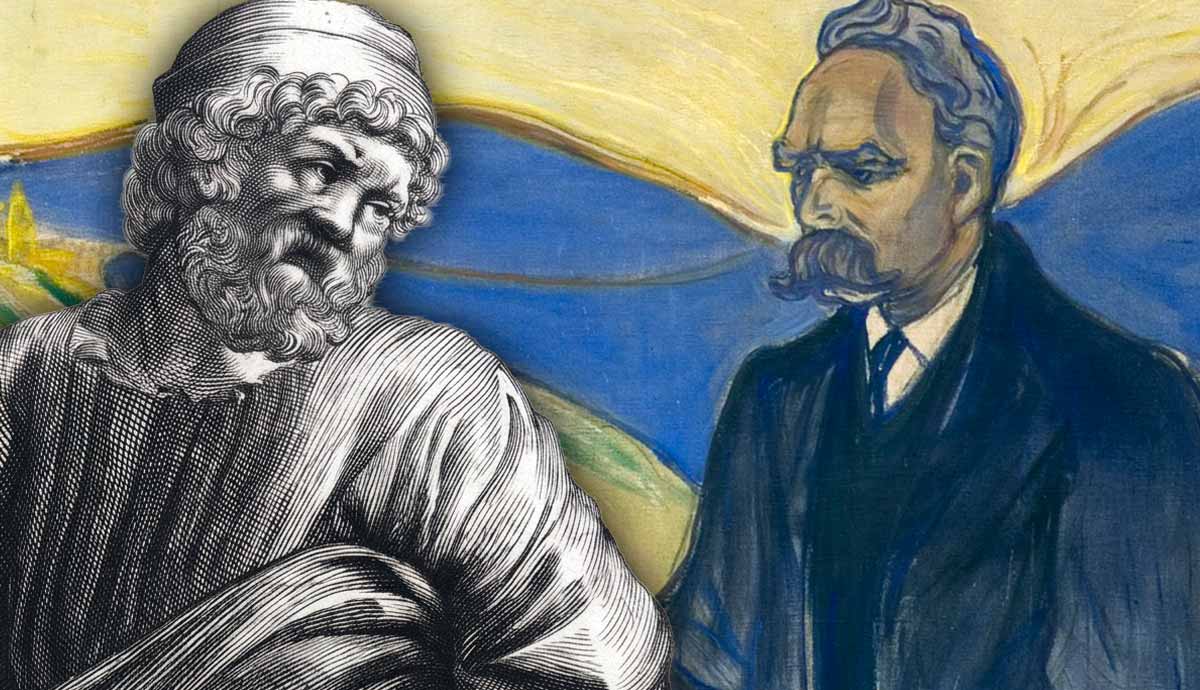 Pyyrho and Friedrich Nietzsche art collage