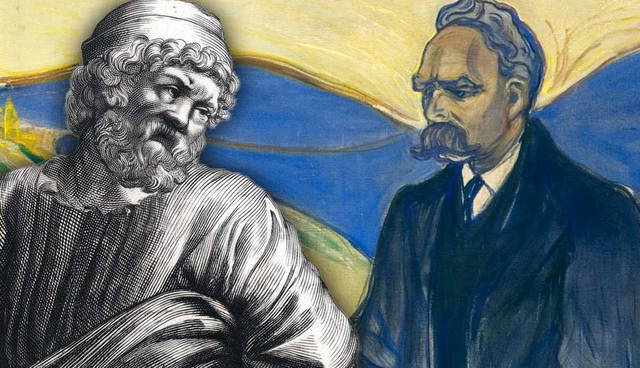 Pyyrho and Friedrich Nietzsche art collage
