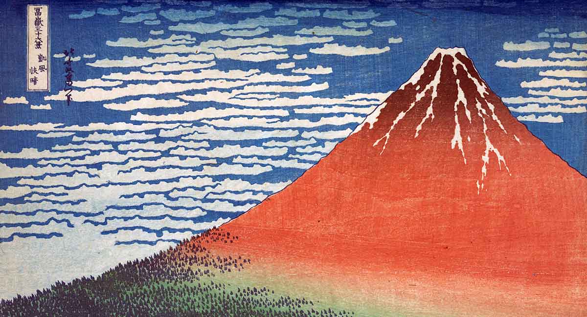 red fuji paintings in japan