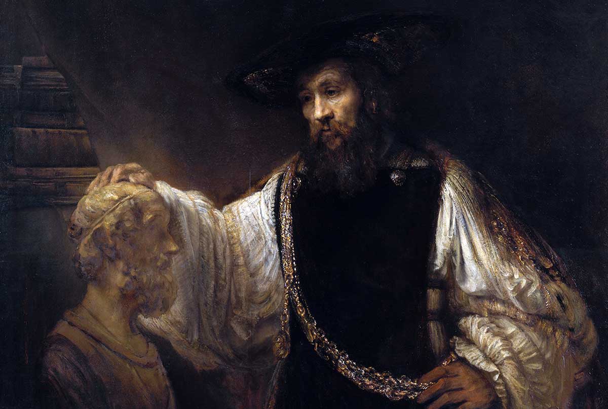 rembrandt aristotle with bust of homer painting